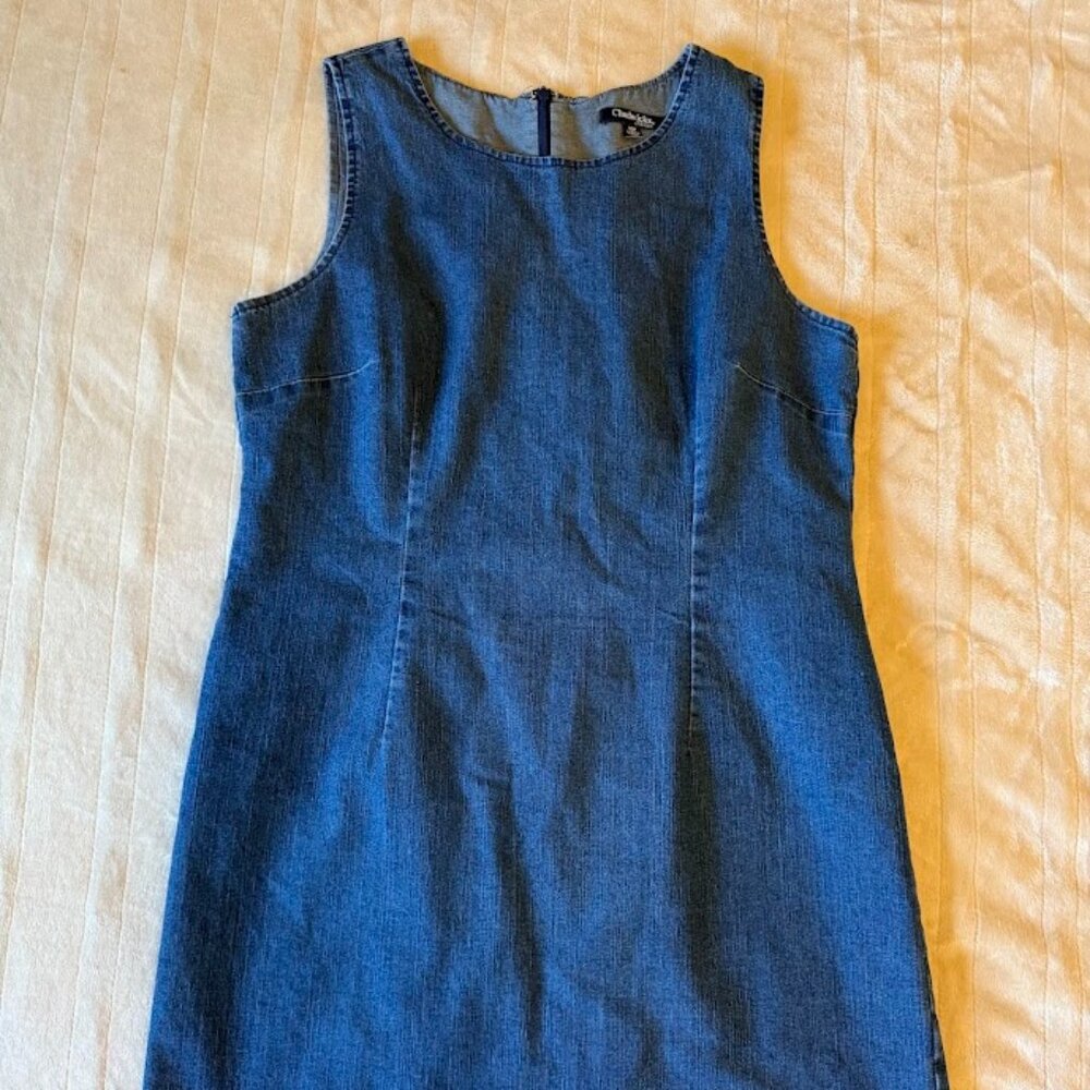 Y2K Chadwicks of‎ Boston Sleeveless Denim Sheath Midi Dress 16P Petite